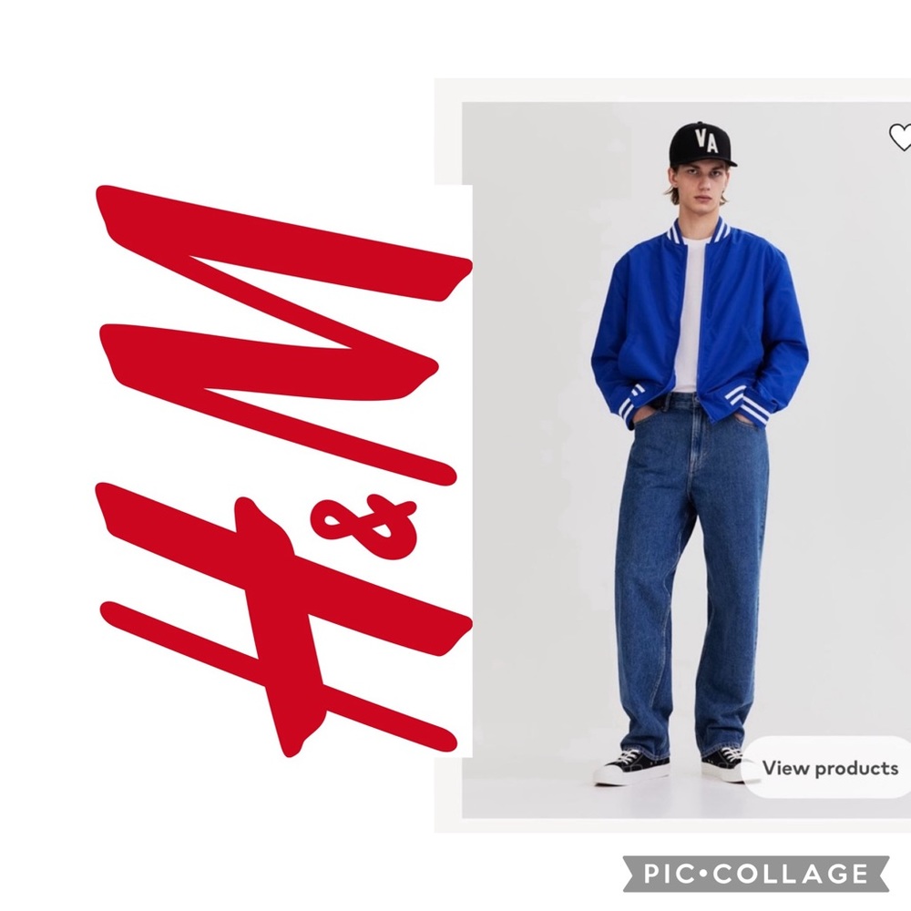 116 -H & M. Regular fit baseball/bomber  jacket bright blue and white